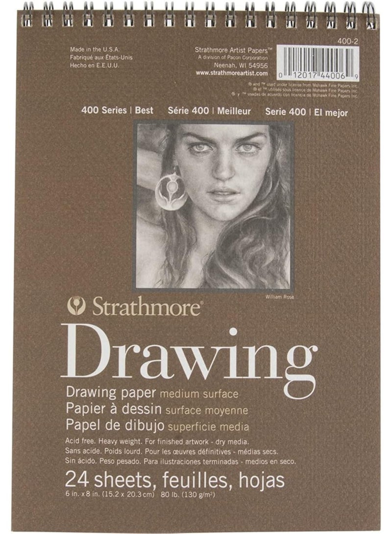 Strathmore Medium Drawing Spiral Paper Pad 6"X8"-24 Sheets -62400200 - Image 1